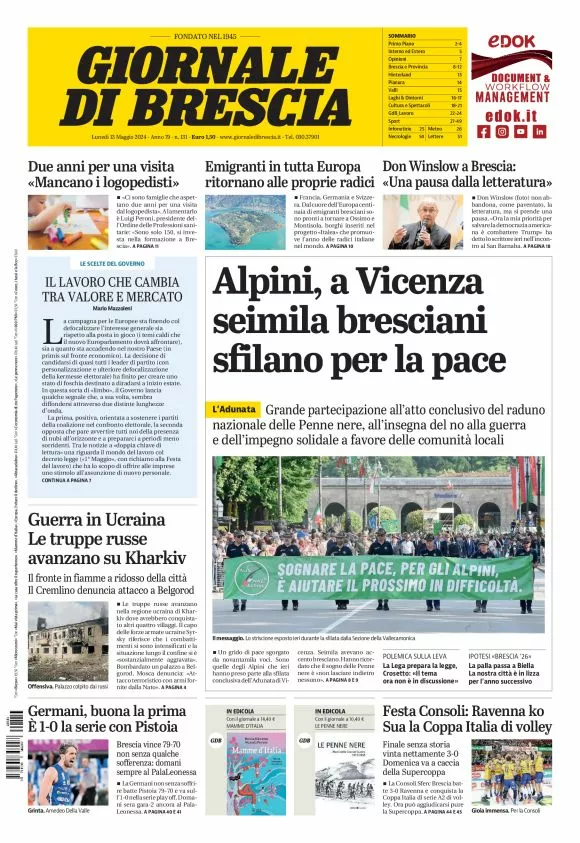 Prima-pagina-giornale di brescia-oggi-edizione-del-2024-05-13